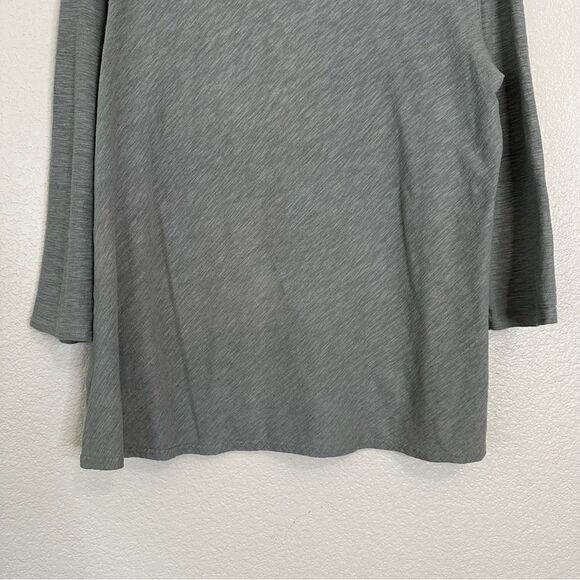 Cut Loose Linen Blend Heathered Gray 3/4 Sleeves Tee, Sz Large - Picture 4 of 11